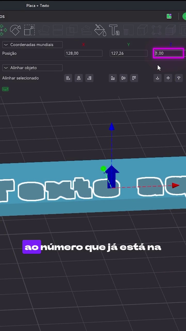 Campo de Posição Z destacado em roxo no Bambu Studio, pronto para receber o novo valor calculado